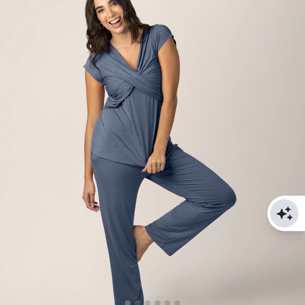 Kindred Bravely Davy Nursing and Maternity Pajama Set Slate Blue size L